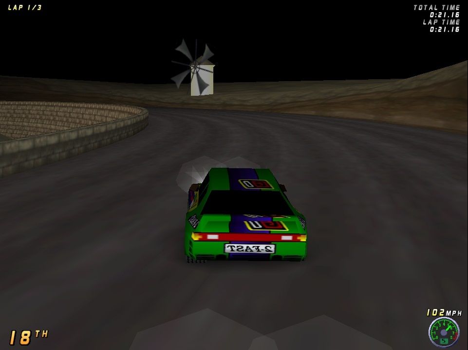Boss Rally (Windows) screenshot: Track at night. Other weathers are sunny, rainy, foggy, snowy.