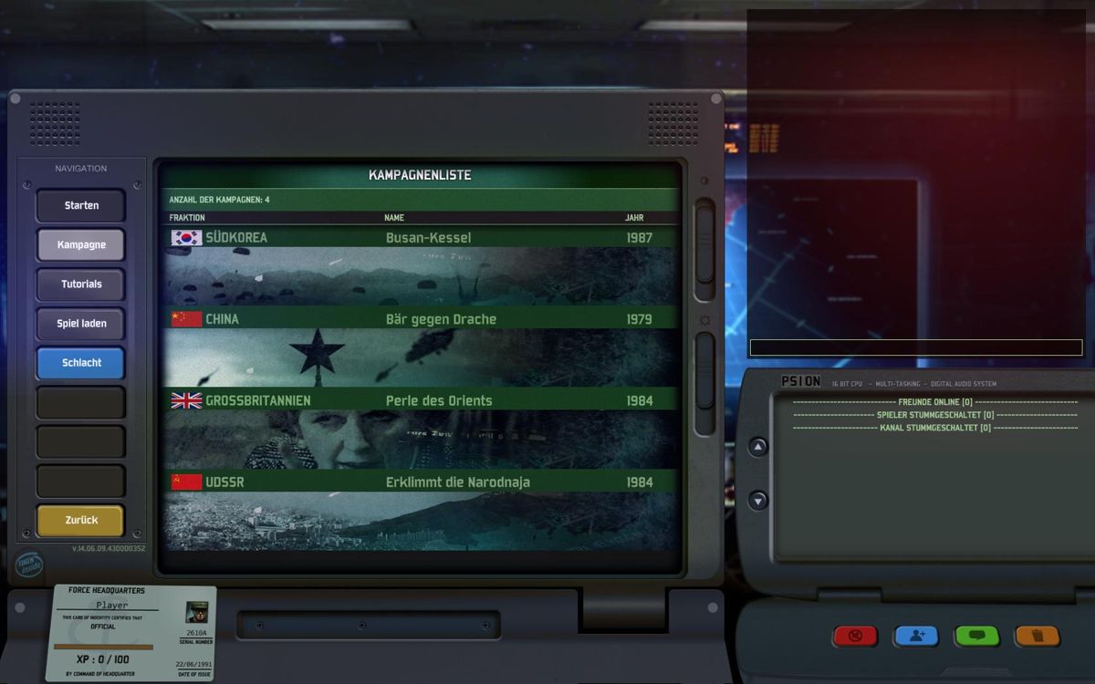 Wargame: Red Dragon (Windows) screenshot: Choose a campaign.