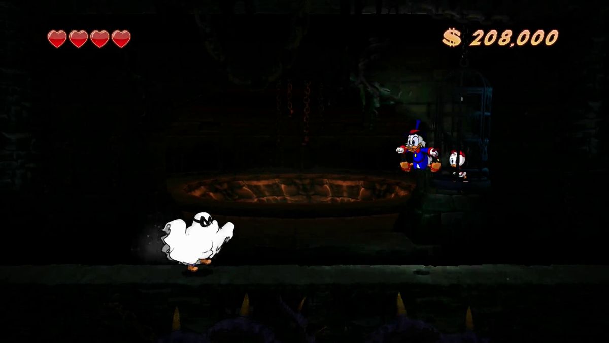 Disney DuckTales: Remastered (Wii U) screenshot: Transylvania Stage: Is this a real ghost?