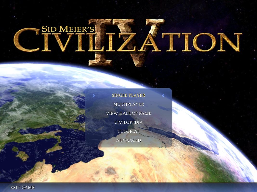 Sid Meier's Civilization IV (Windows) screenshot: Main menu screen