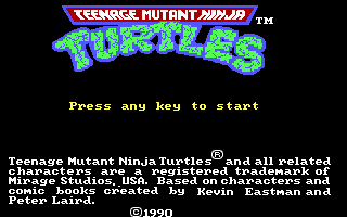 Teenage Mutant Ninja Turtles (DOS) screenshot: Title screen