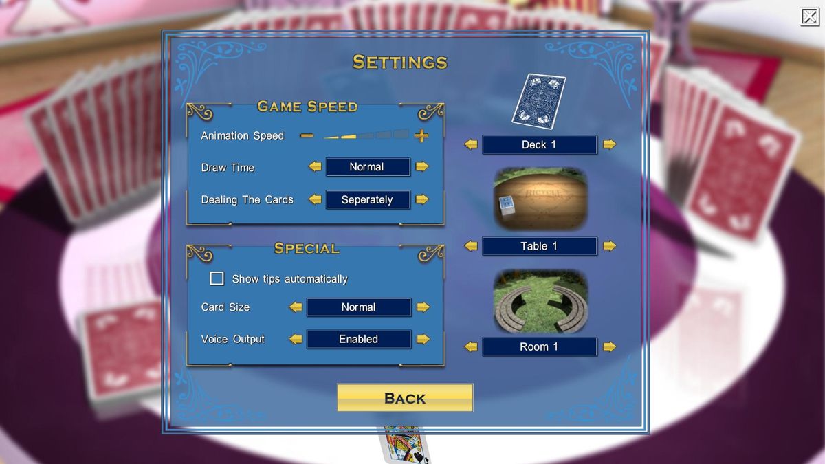 Bicycle Crazy 8's (Windows) screenshot: Options