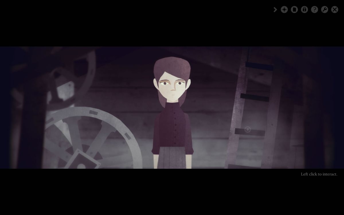 Year Walk (Windows) screenshot: A girl inside the mill
