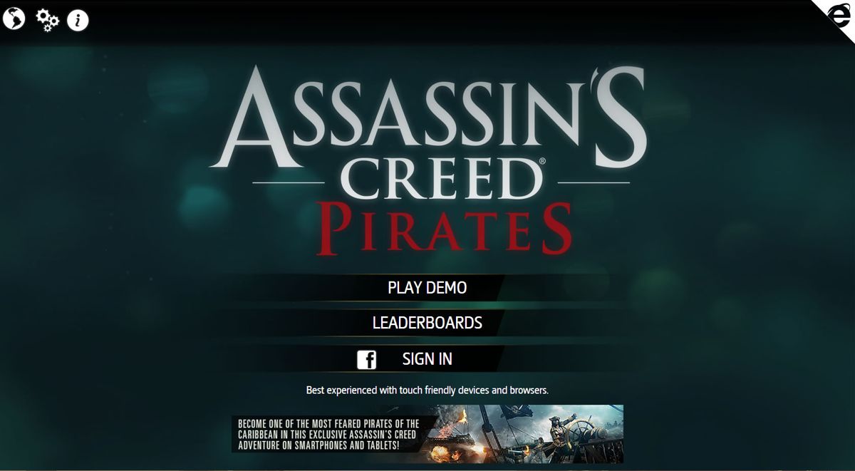 Assassin's Creed: Pirates (Browser) screenshot: Main menu