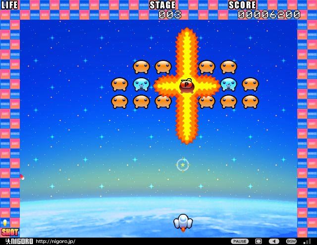 Bounce Shot (Browser) screenshot: One of the Bouncians explodes.