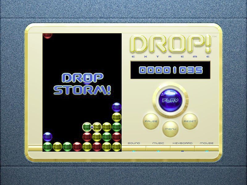 Drop! 2 (Windows) screenshot: Normally the drops fall at a steady pace but occasionally there's a Drop Storm where lots arrive at the same time. Drop Storms occur in all four game variants.