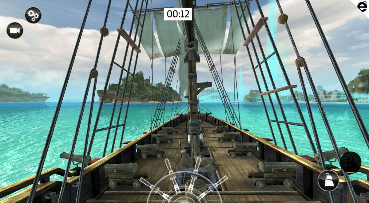 Assassin's Creed: Pirates (Browser) screenshot: Racing with the first-person perspective.