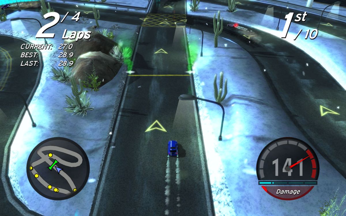Little Racers Street (Windows) screenshot: About to cross the finish line to complete the second lap.