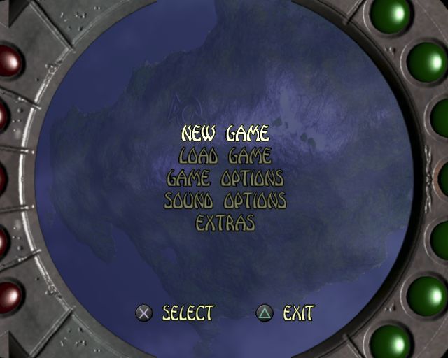 Haven: Call of the King (PlayStation 2) screenshot: The game's menu screen. The outer circle artwork is similar to the game option screen