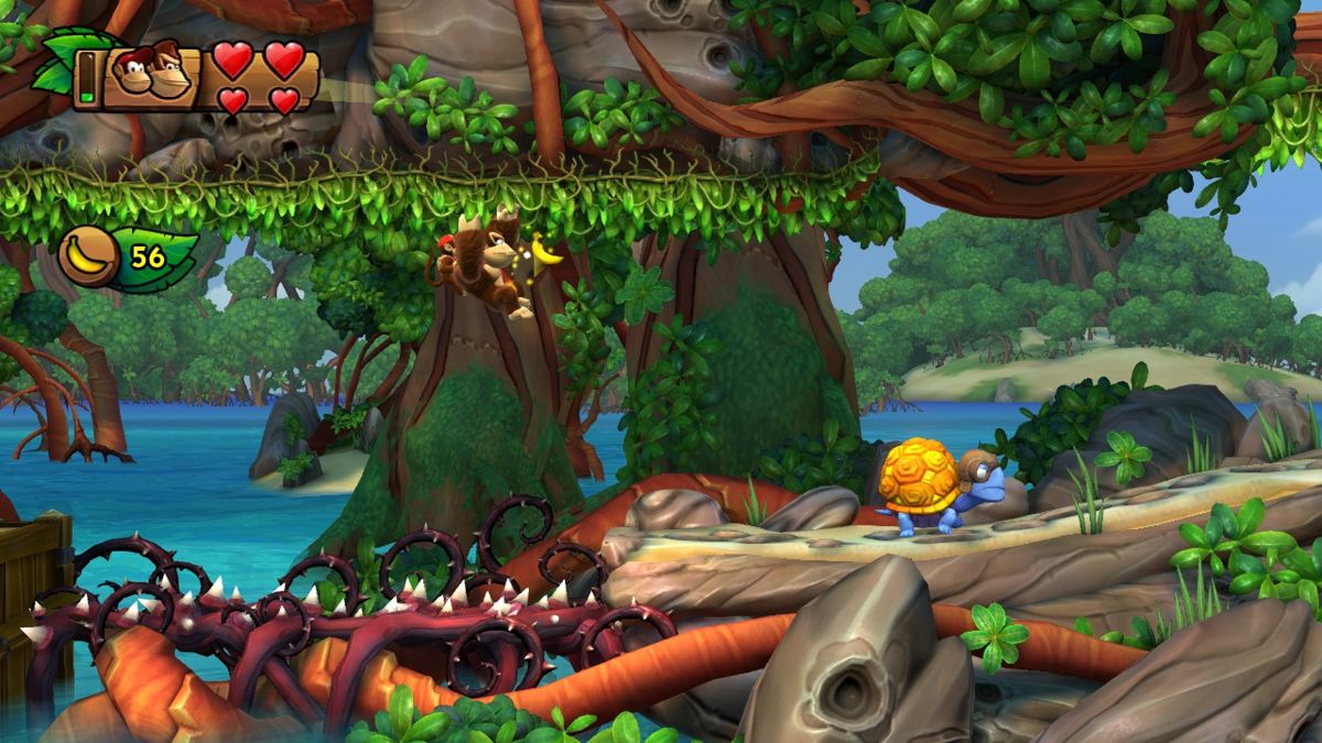 Donkey Kong Country: Tropical Freeze (Wii U) screenshot: Climbing is very fun