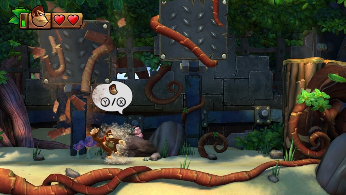 Donkey Kong Country: Tropical Freeze (Wii U) screenshot: The little pig from DKCR is back with more tips