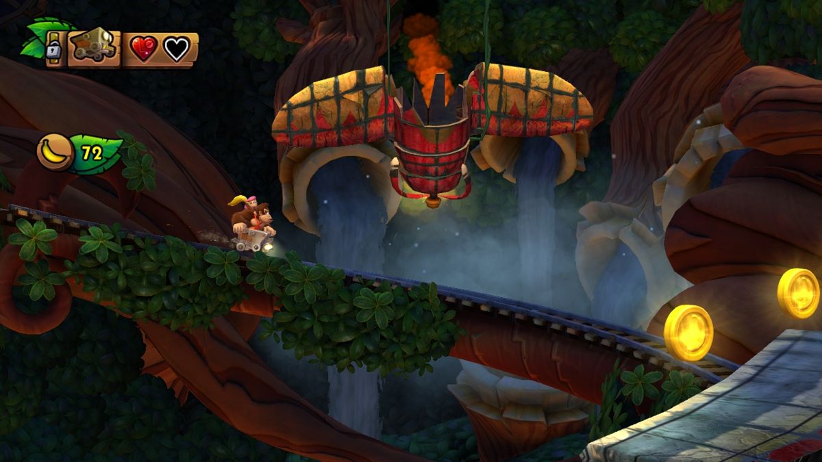 Donkey Kong Country: Tropical Freeze (Wii U) screenshot: Around the bend!