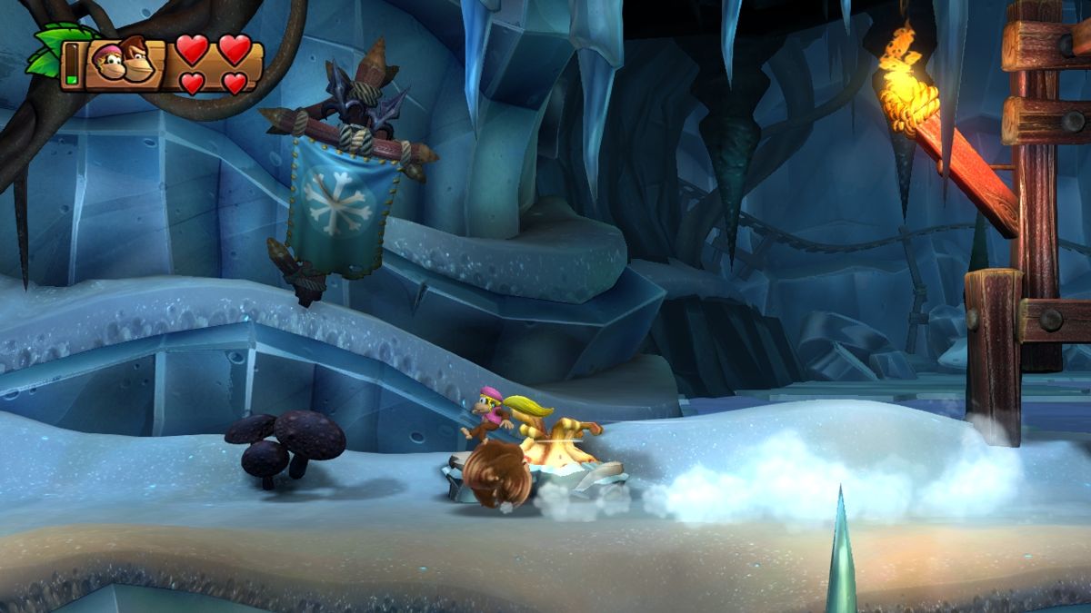Donkey Kong Country: Tropical Freeze (Wii U) screenshot: Rolling is essential at times