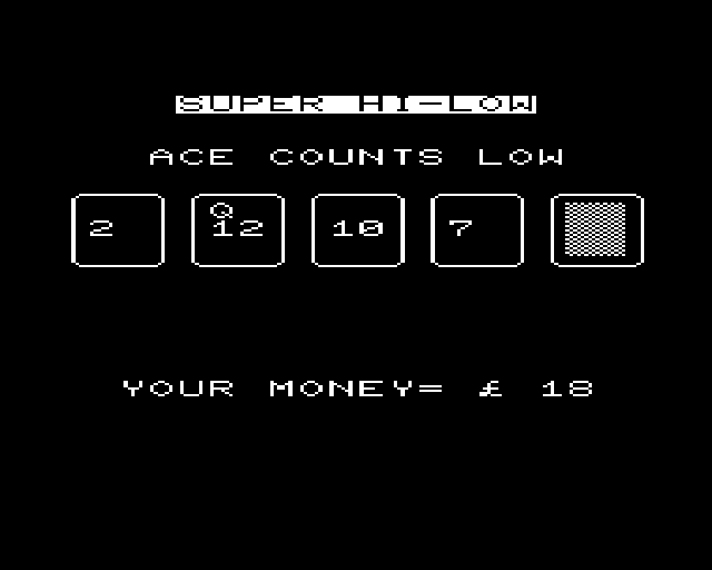 Cassette 50 (VIC-20) screenshot: Super Hi-Low