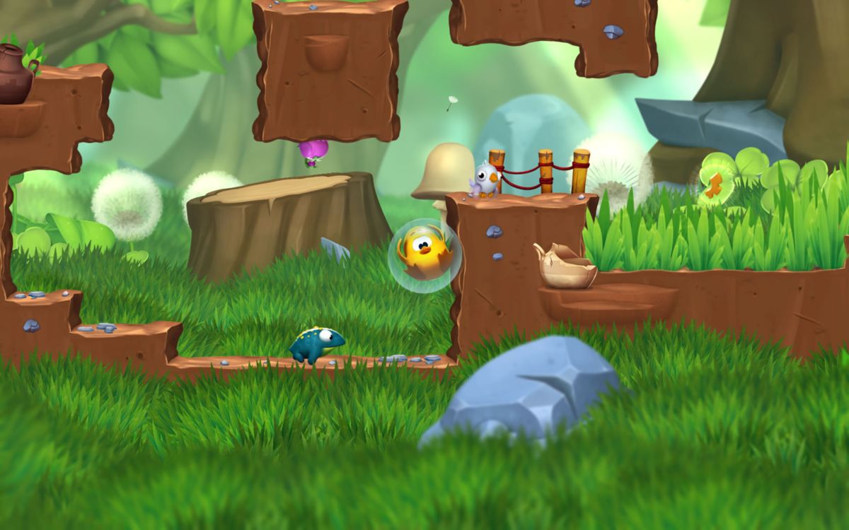 Toki Tori 2+ (Windows) screenshot: Get inside a bubble to reach a higher area.