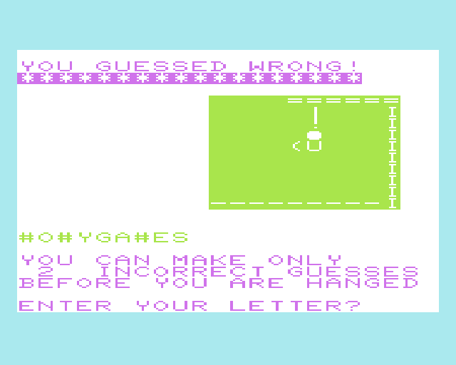 Cassette 50 (VIC-20) screenshot: Hangman