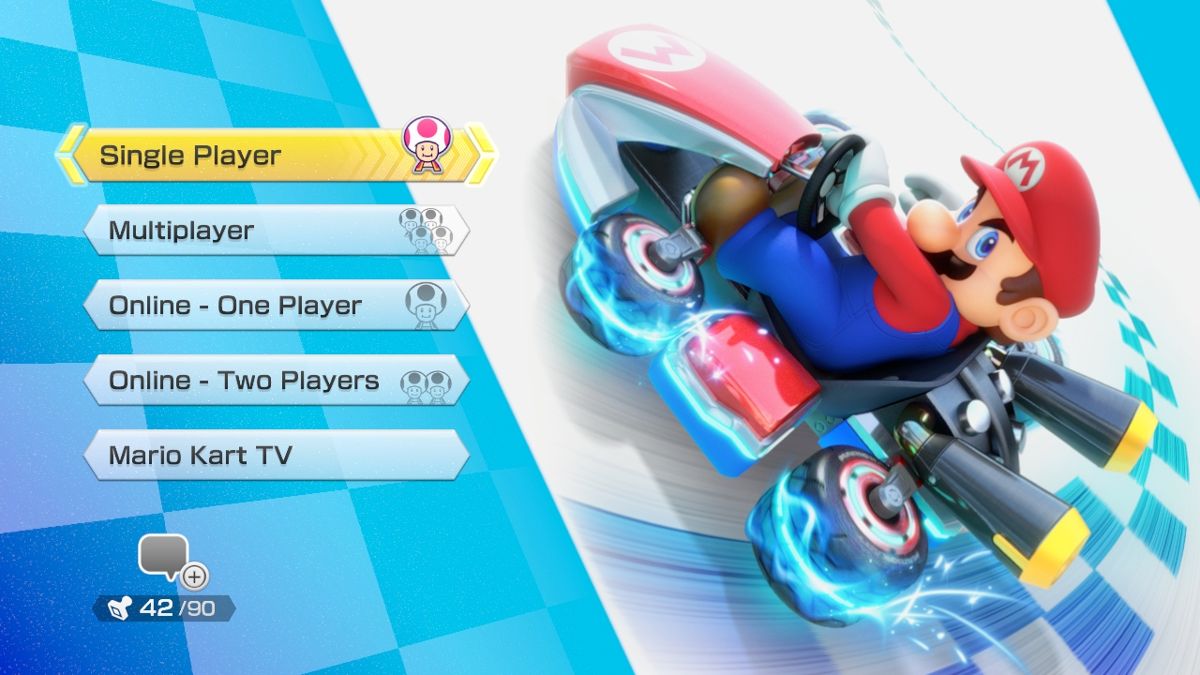 Mario Kart 8 (Wii U) screenshot: Main Menu