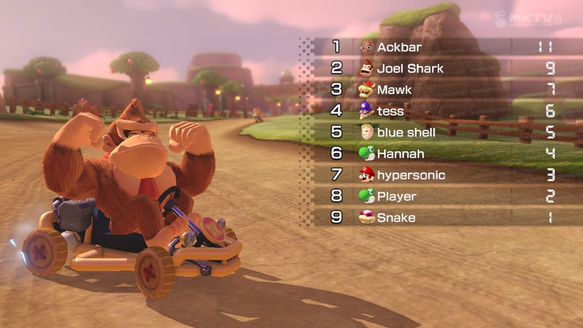 Mario Kart 8 (Wii U) screenshot: Online Results Screen