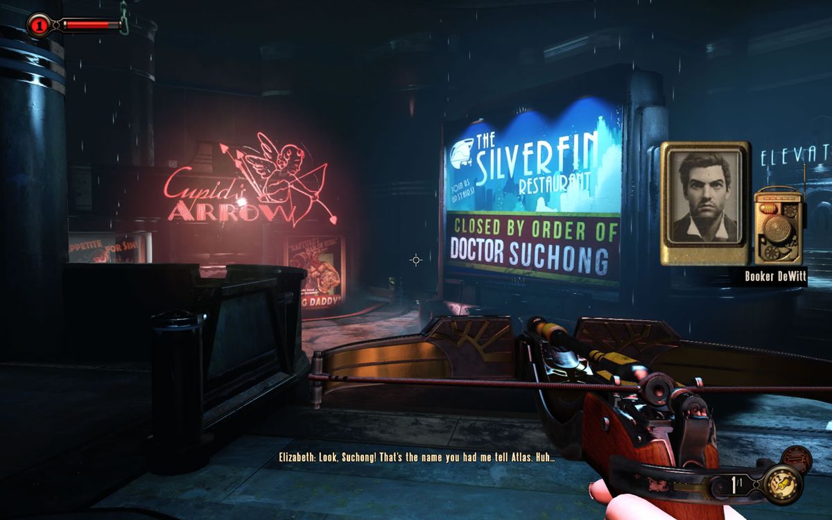 BioShock Infinite: Burial at Sea - Episode Two (Windows) screenshot: One of your first destinations is the Silverfin restaurant.