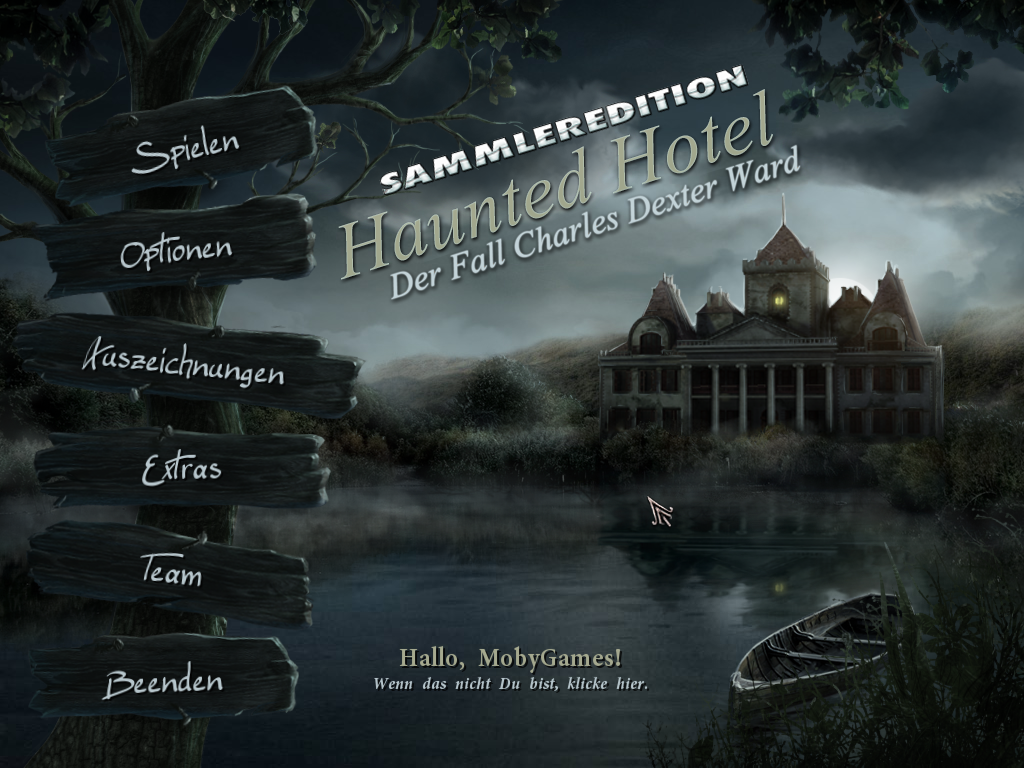 Haunted Hotel: Charles Dexter Ward (Collector's Edition) (Windows) screenshot: Title and main menu (German)