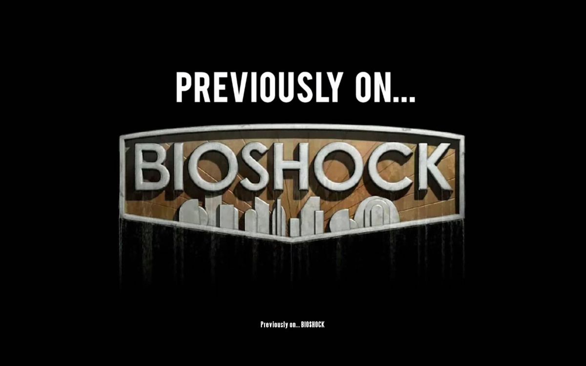 BioShock Infinite: Burial at Sea - Episode Two (Windows) screenshot: You can optionally watch a recap of the entire <i>BioShock</i> series before starting this episode, as it makes a lot of references to all the previous games.