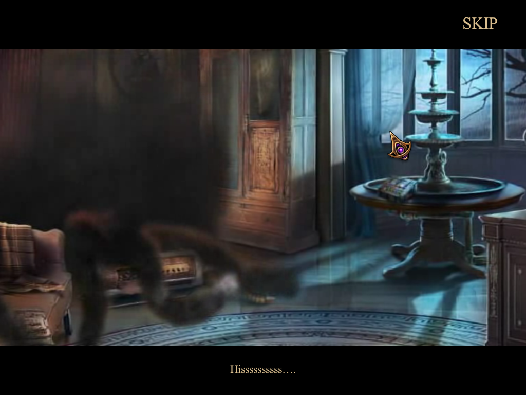 Haunted Hotel: Ancient Bane (Windows) screenshot: That black smoke does NOT look normal.