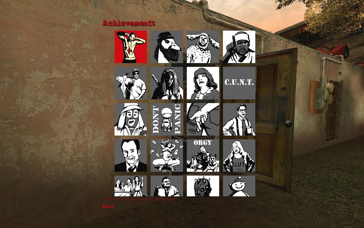 Postal²: Complete (Windows) screenshot: The "Achievements" menu.