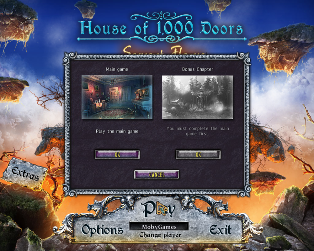 House of 1000 Doors: Serpent Flame (Collector's Edition) (Windows) screenshot: When you start the game, you can select from the regular game or the bonus play.