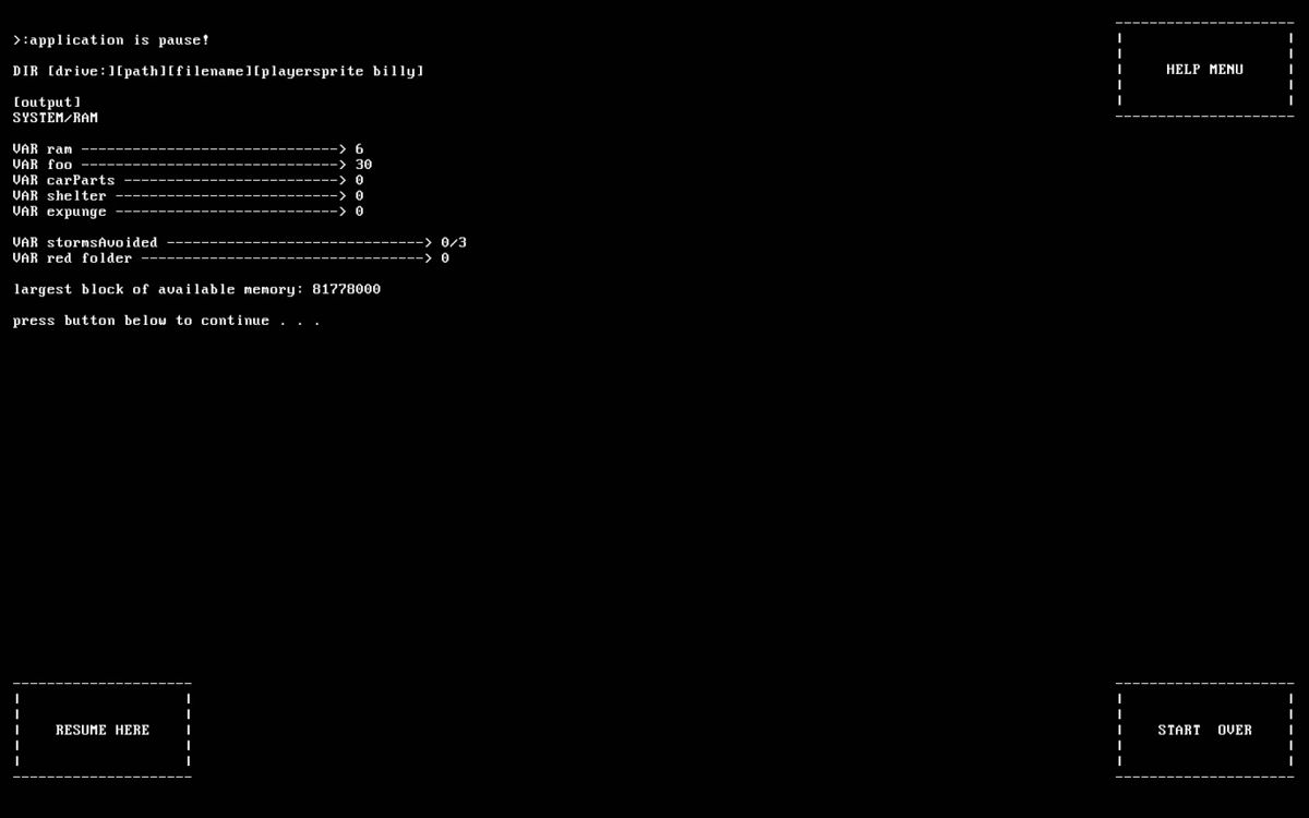Continue?9876543210 (Windows) screenshot: Pause and menu screen