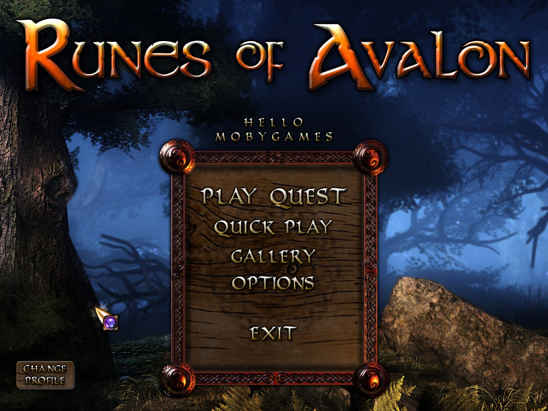 Runes of Avalon (Windows) screenshot: Title and main menu