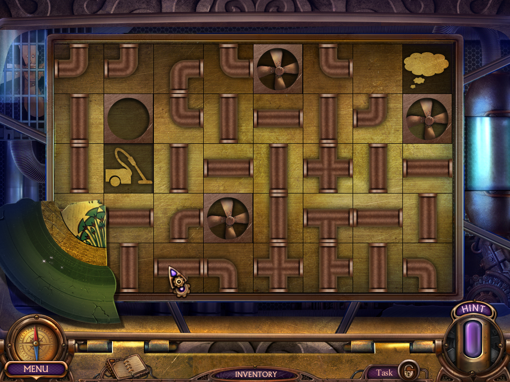 Haunted Hotel: Ancient Bane (Windows) screenshot: I need the record piece and part of the vacuum is missing (a fan).