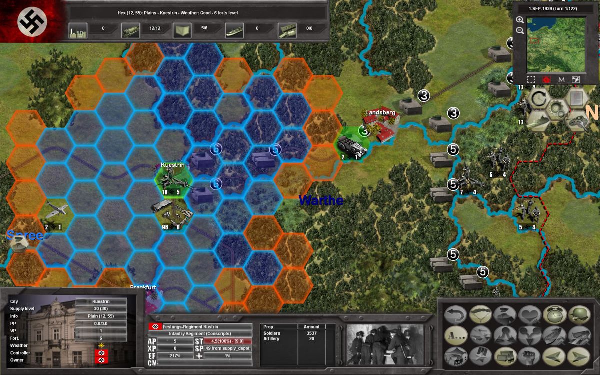 Fall Weiss (Windows) screenshot: Movement options for an infantry unit