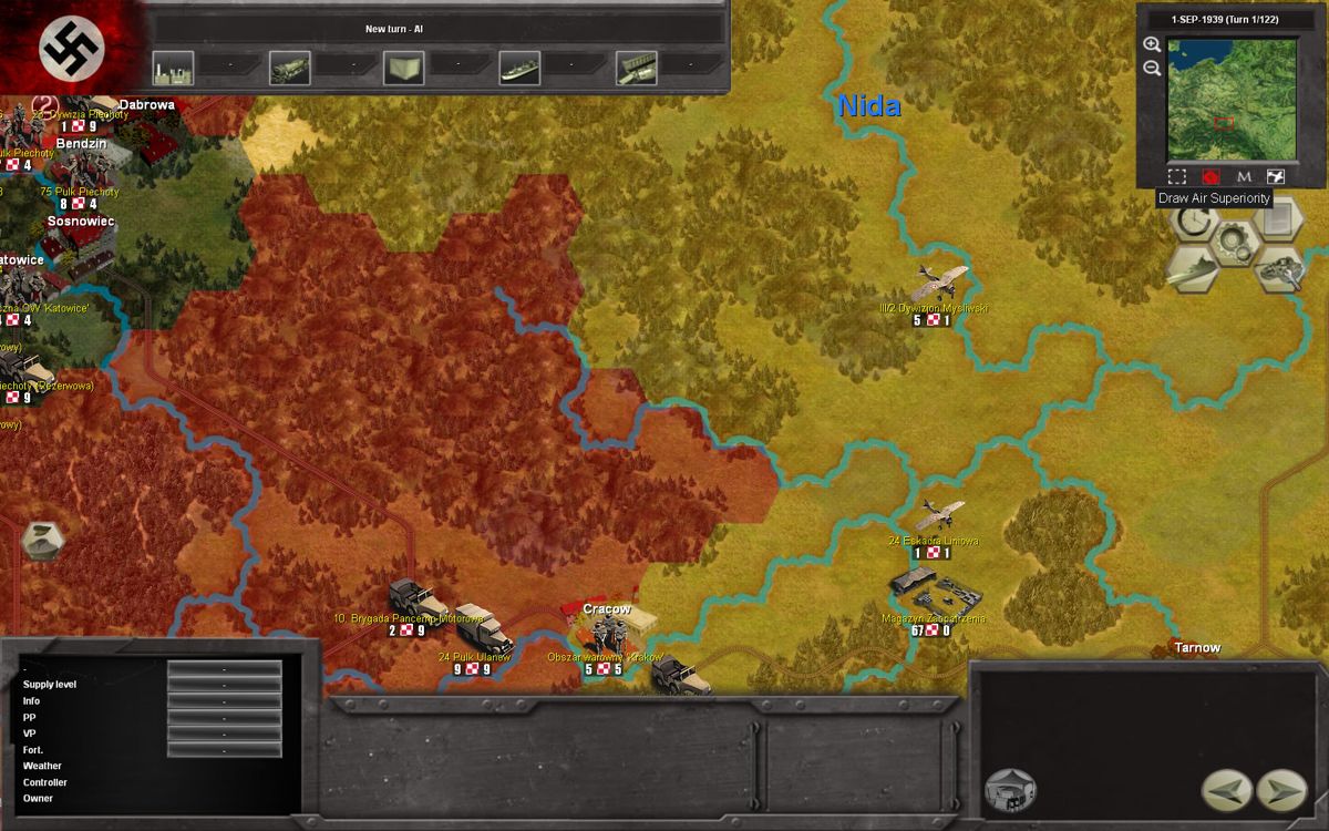 Fall Weiss (Windows) screenshot: Alternate view to make the territorial control clearer.