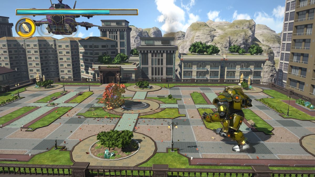 Knack (PlayStation 4) screenshot: Knack versus goblin leader boss battle