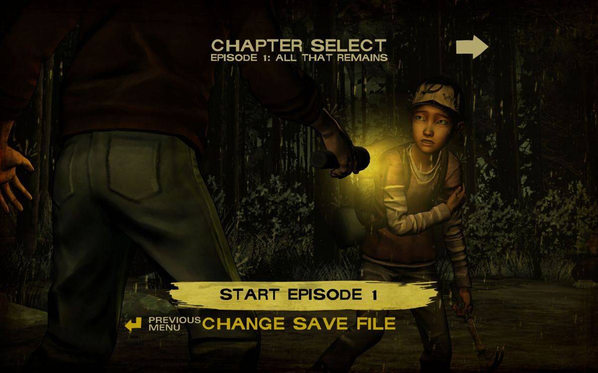 The Walking Dead: Season Two (Windows) screenshot: Episode selection screen