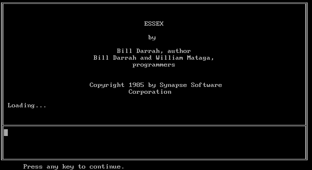 Essex (DOS) screenshot: Title screen
