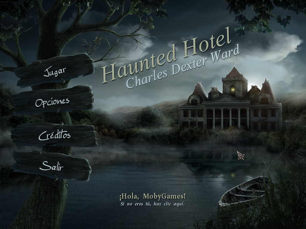 Haunted Hotel: Charles Dexter Ward (Windows) screenshot: Title and main menu (Spanish)