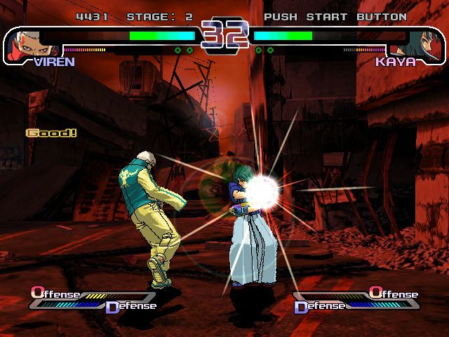 The Rumble Fish (Arcade) screenshot: Kaya preparing to do something painful to her opponent
