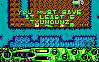 Steg the Slug (DOS) screenshot: Starting a new level. (EGA)