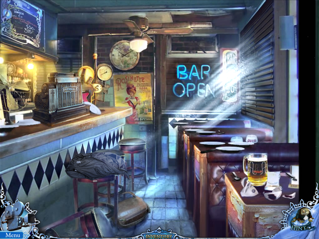Mystery Trackers: Raincliff (Windows) screenshot: Inside an abandoned cafe.