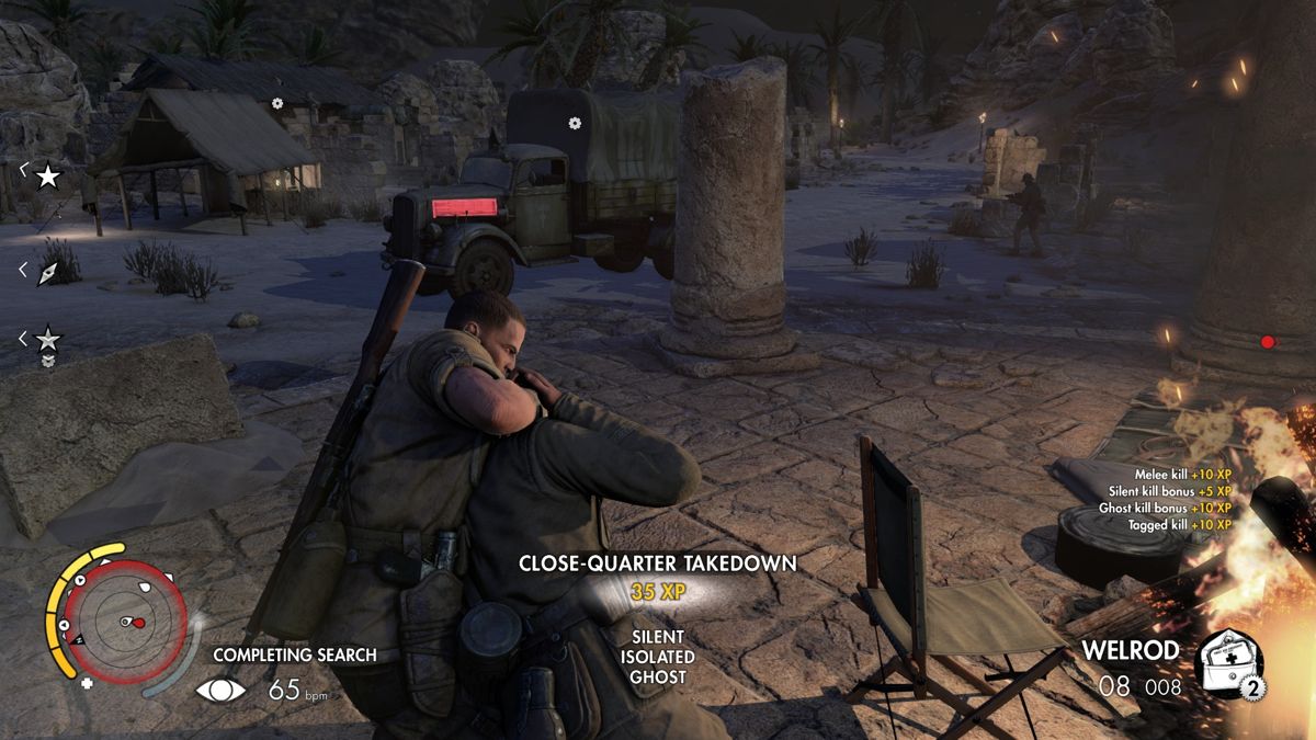 Sniper Elite III: Afrika (PlayStation 4) screenshot: Close-quarter takedown