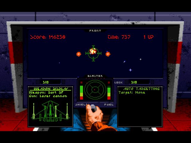 Wing Commander (DOS) screenshot: You can use the simulator in the bar to train your skills.