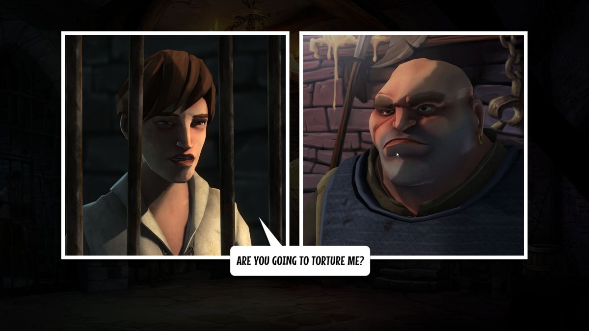 Yesterday: Origins (Windows) screenshot: There is a dialogue menu to select from and the conversation takes place in comic-book style windows