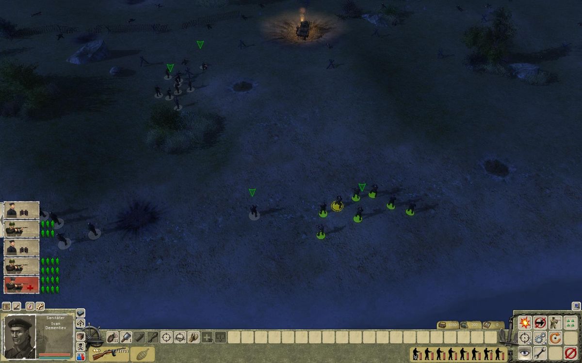 Men of War: Red Tide (Windows) screenshot: attack at night