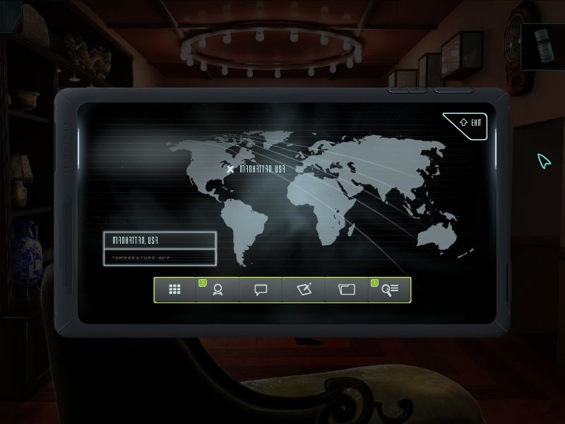 Moebius: Empire Rising (Windows) screenshot: Malachi is a cell phone heavy-user