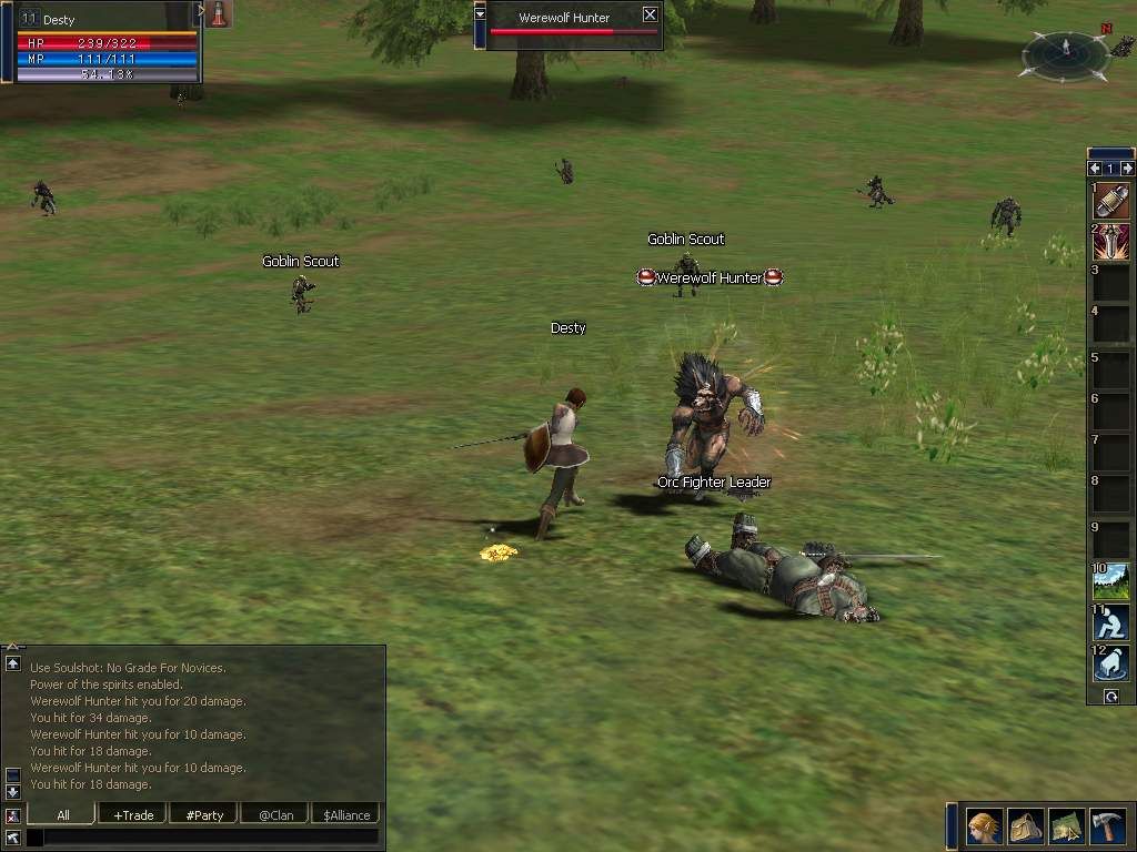 Lineage II: The Chaotic Chronicle (Windows) screenshot: My hero against Werewolf Hunter.