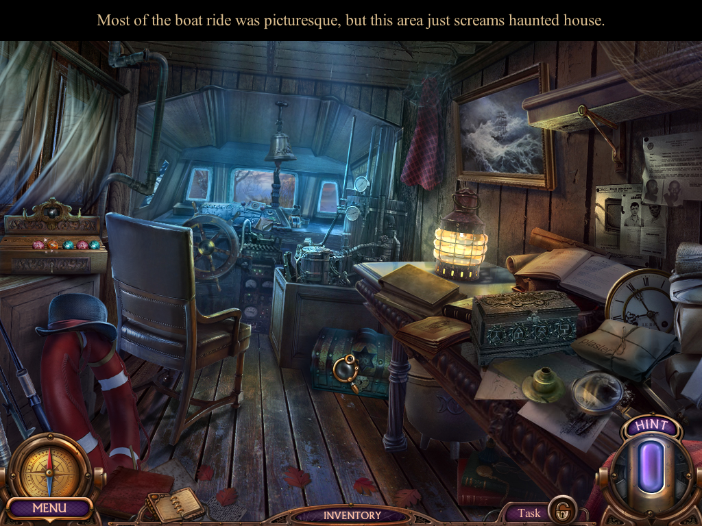 Haunted Hotel: Ancient Bane (Windows) screenshot: Inside the boat