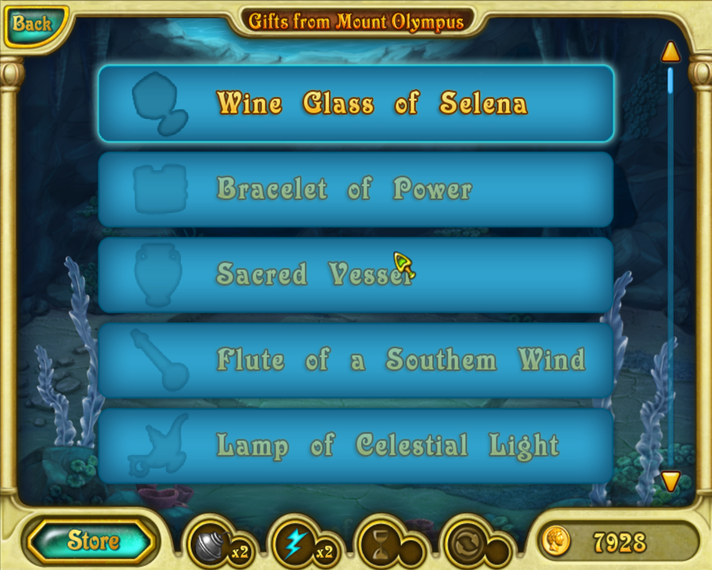 Call of Atlantis: Treasures of Poseidon (Windows) screenshot: The treasures at each level.