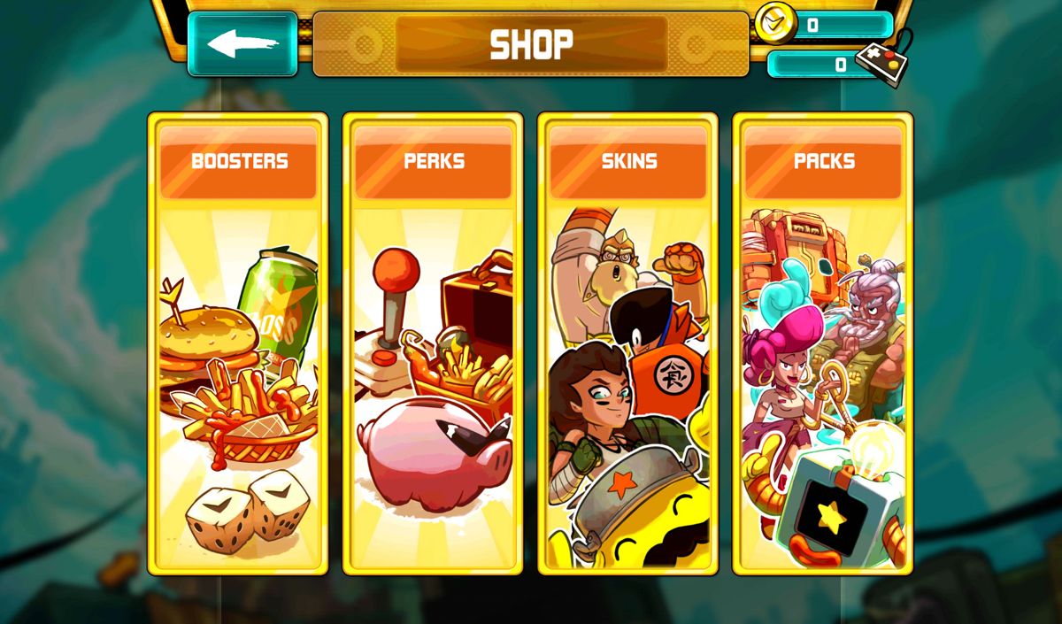 Combo Crew (Android) screenshot: The four categories of the store