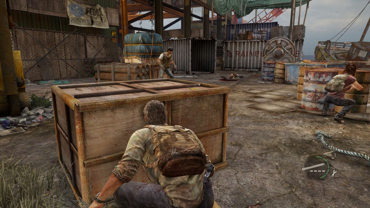 The Last of Us: Remastered (PlayStation 4) screenshot: The Last of Us - He noticed his dead buddies, he'll start to search the vicinity for you now